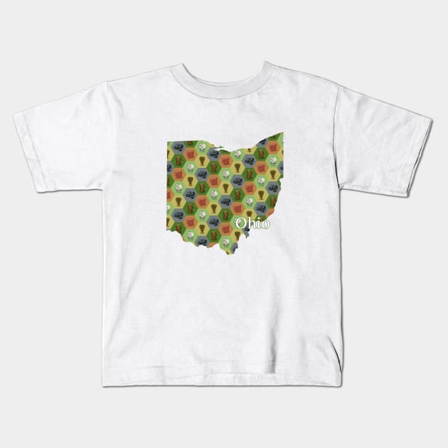 Ohio State Map Board Games Kids T-Shirt by adamkenney